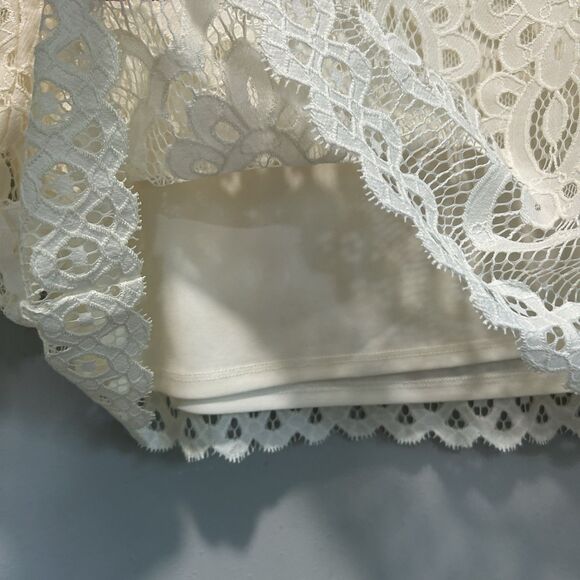 Rafaella Womens Top Medium Ivory Fairy Crochet Lined Boho Cottagecore Minimalist - Picture 3 of 10